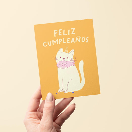 Feliz Cumpleaños Cat Greeting Card