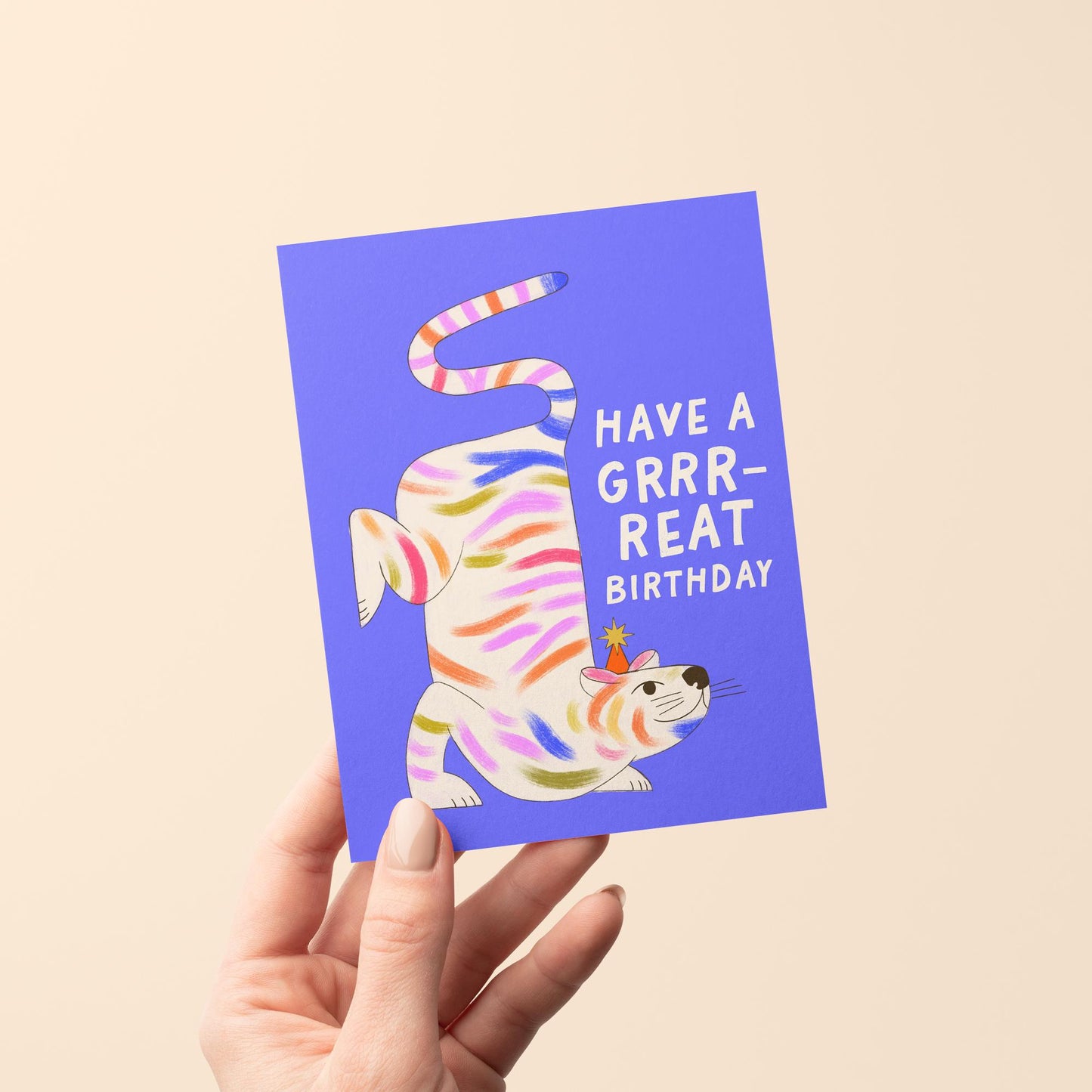 Happy Birthday Rainbow Tiger Card