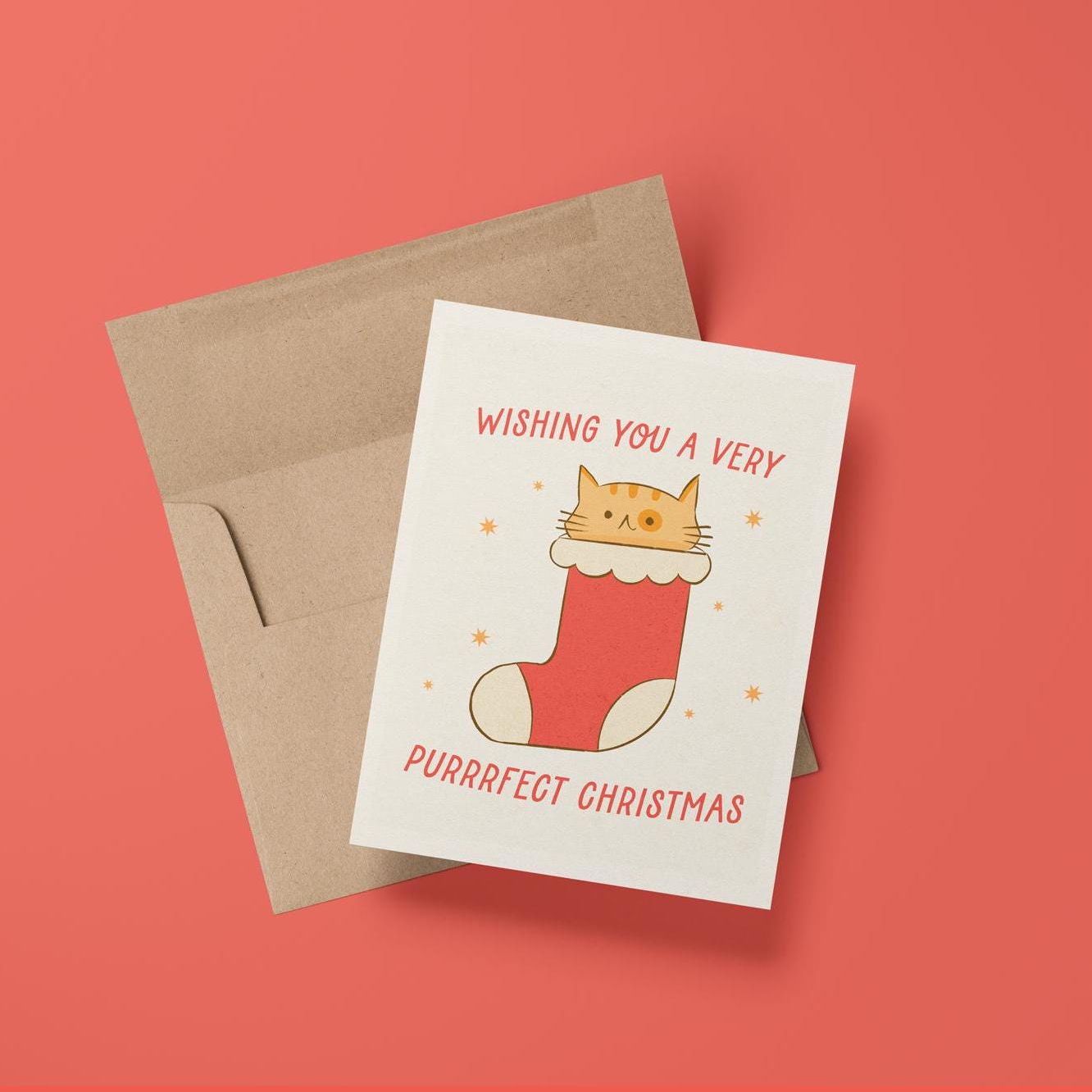 Christmas Cat Boot Greeting Card