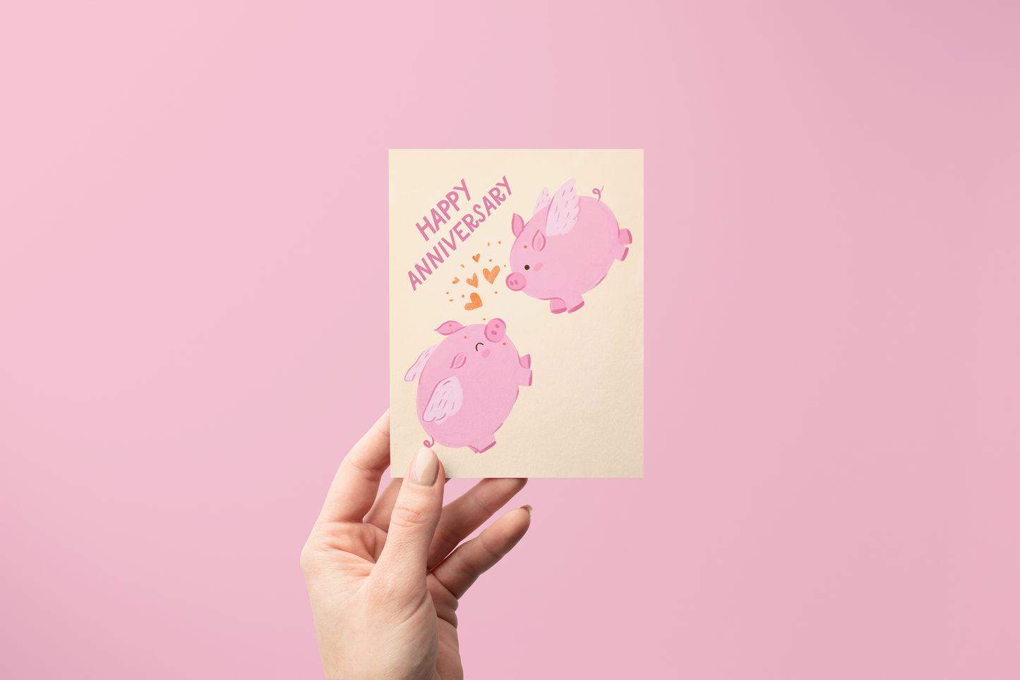 Pig Love Anniversary Greeting Card