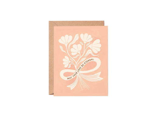 Greeting card with floral design and text on a white background