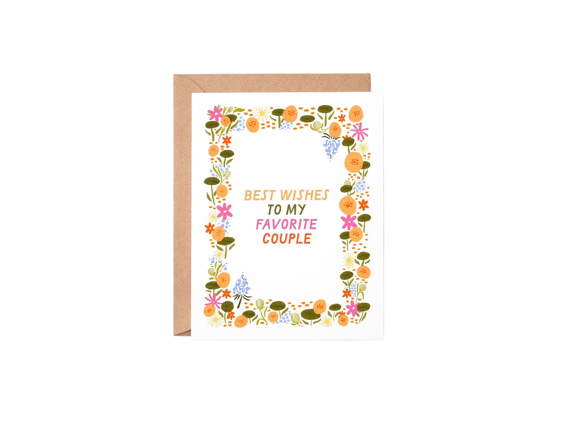 Greeting card with floral design and text on a white background