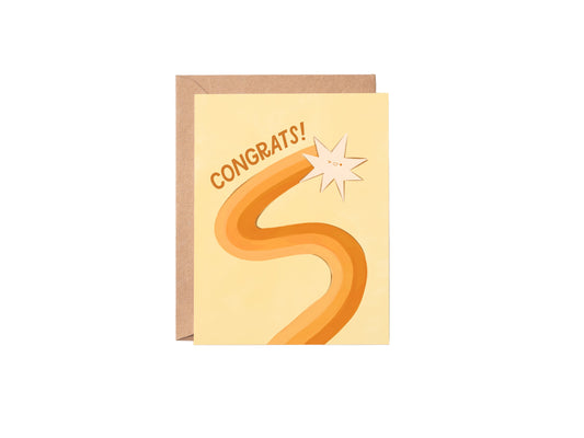 Greeting card with 'Congrats!' text and star design on a white background