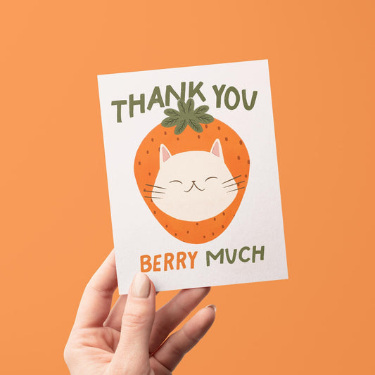Cat Berry Much Thank You Greeting Card