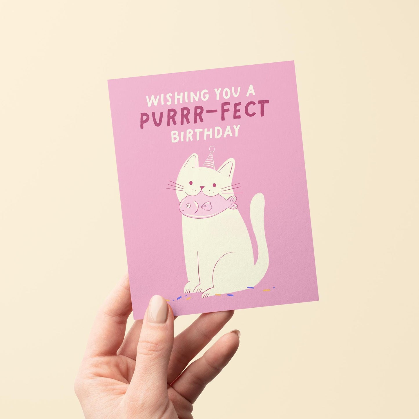 Pink Cat Birthday Card
