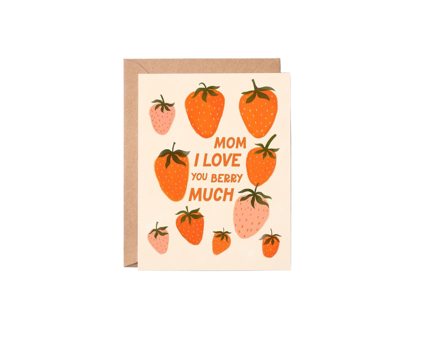 Card with strawberry illustrations and text on a white background