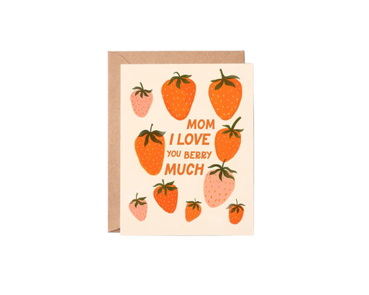 Card with strawberry illustrations and text on a white background